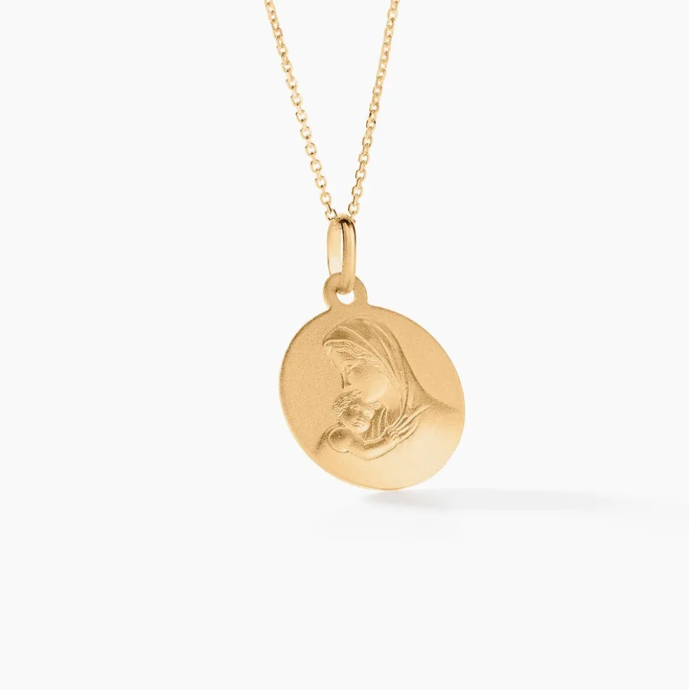 Medaille Or Jaune Vierge A L'enfant