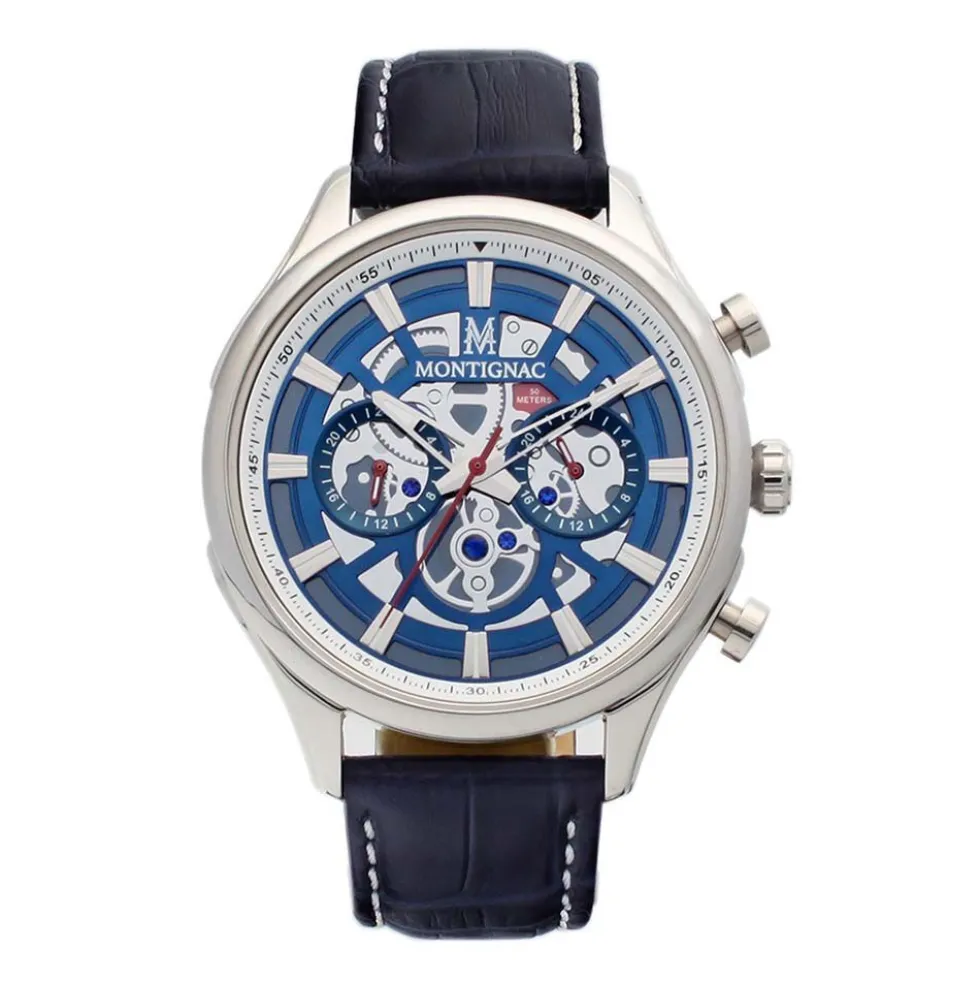 Montre Montignac Round Chrono Bleu