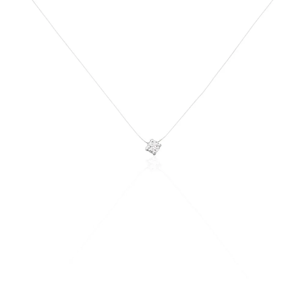 NYLON 4 Damen Collier Silber 925 Zirkonia Weiß 0,1 ct Viereck