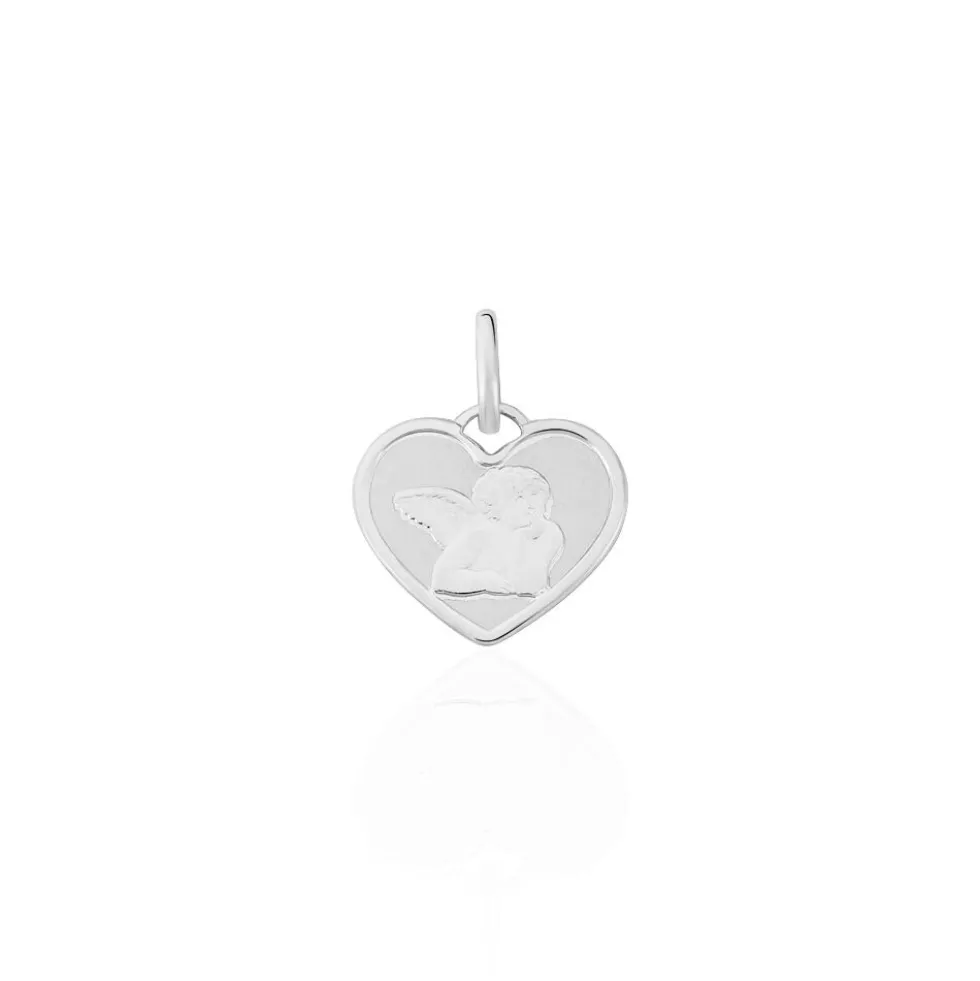 Pendentif Ange Coeur Or Blanc