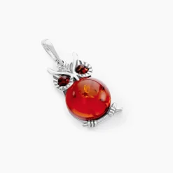 Pendentif Argent Blanc Benoite Ambre