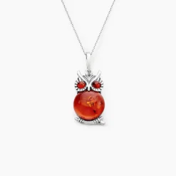 Pendentif Argent Blanc Benoite Ambre
