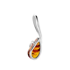 Pendentif Argent Blanc Melusine Ambre