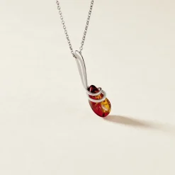 Pendentif Argent Blanc Melusine Ambre