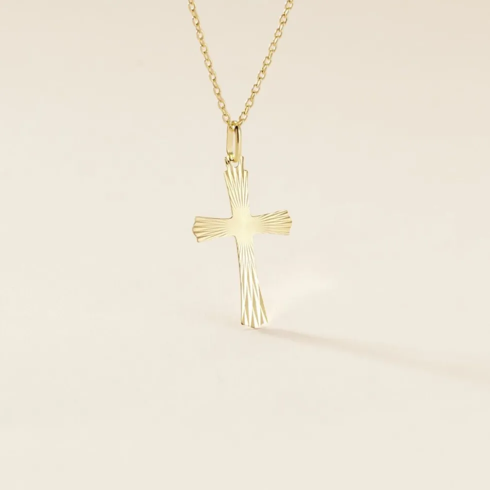 Pendentif Benny Croix Ciselee Or Jaune