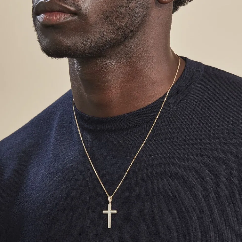 Pendentif Benny Croix Ciselee Or Bicolore
