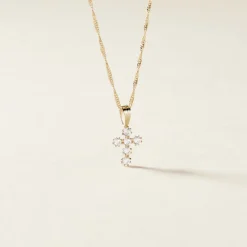 Pendentif Canice Croix Or Jaune Oxyde De Zirconium