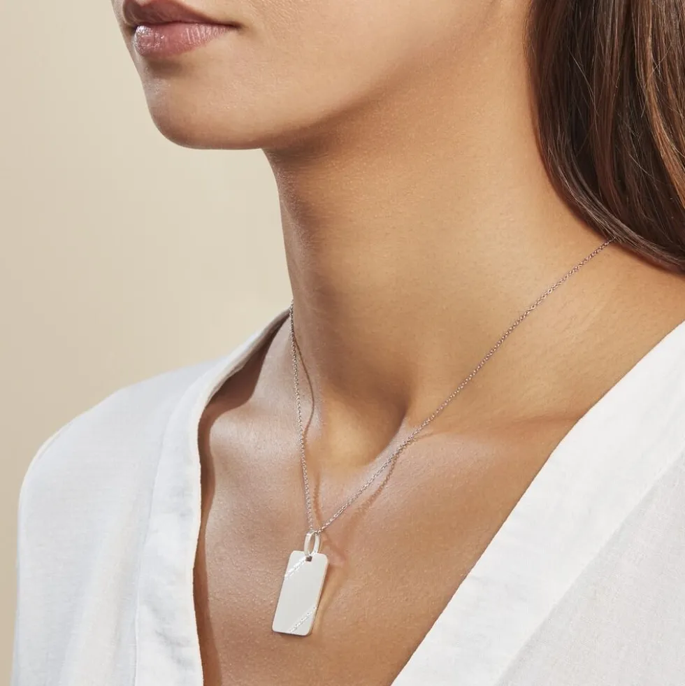Pendentif Ceren Argent Blanc