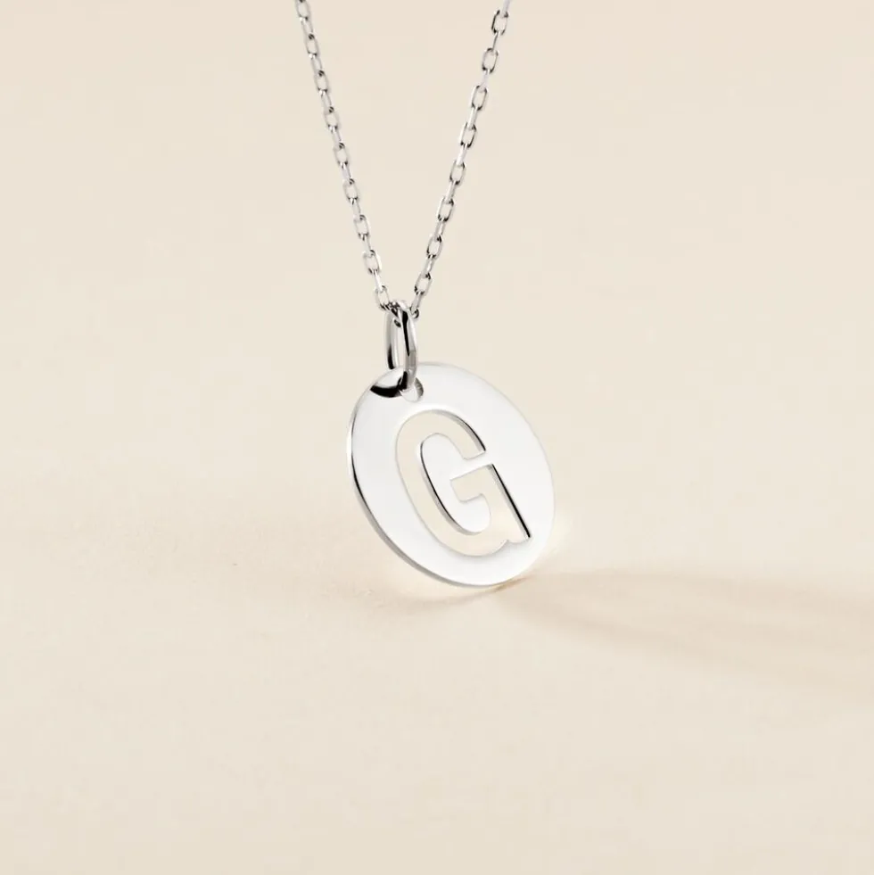 Pendentif Elio G Argent Blanc