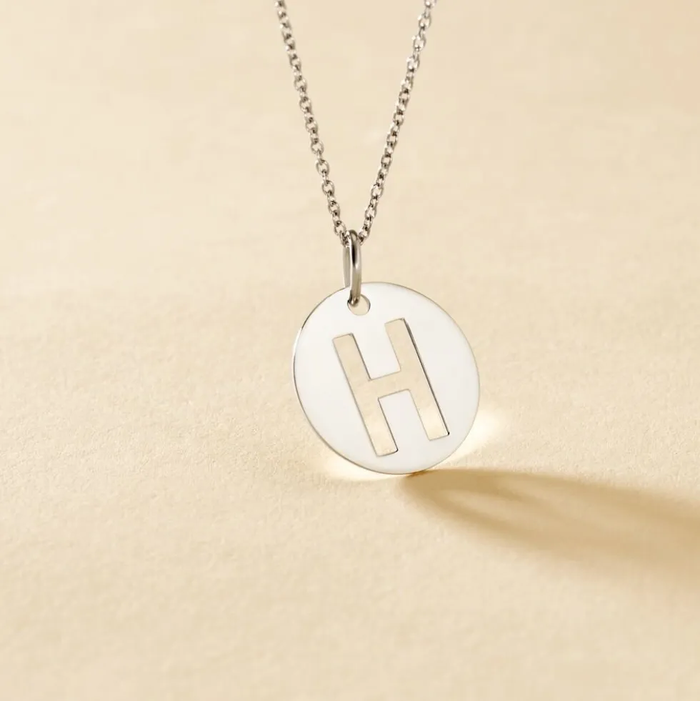 Pendentif Elio H Argent Blanc
