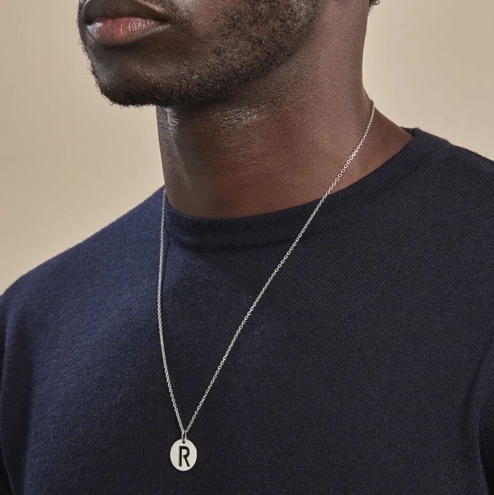 Pendentif Elio R Argent Blanc