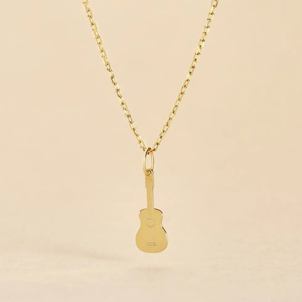 Pendentif Fatema Musique Guitare Or Jaune