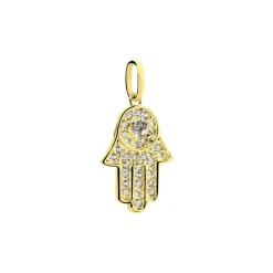 Pendentif Fatima Or Jaune Oxyde De Zirconium