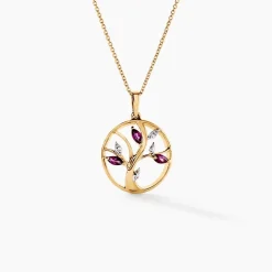 Pendentif Godolieba Or Jaune Rhodolite