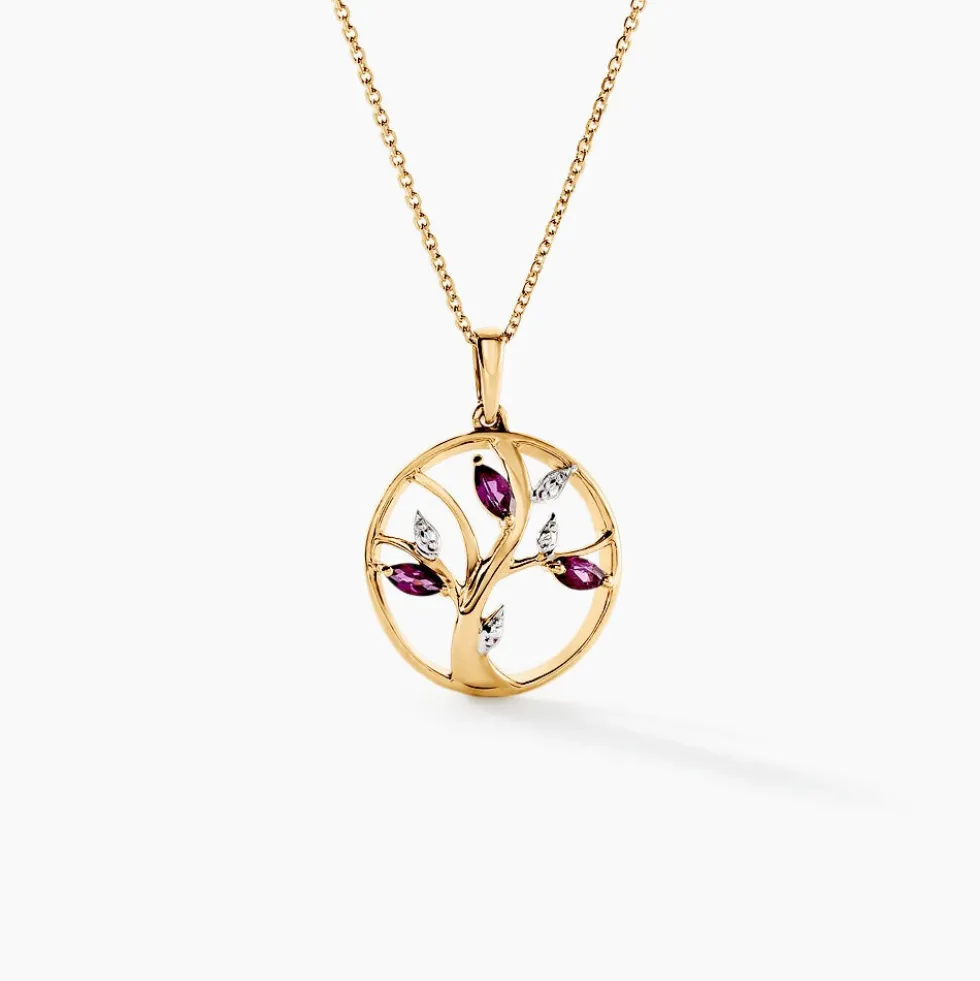 Pendentif Godolieba Or Jaune Rhodolite