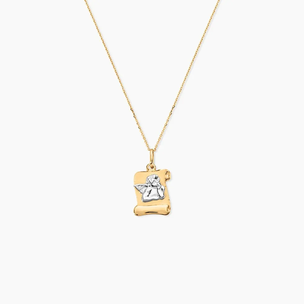 Pendentif Hanan Ange Parchemin Or Bicolore