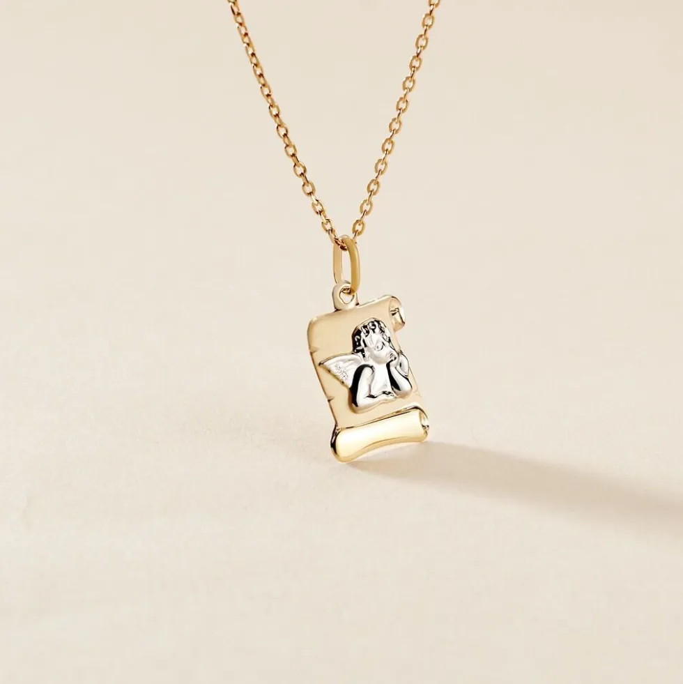 Pendentif Hanan Ange Parchemin Or Bicolore
