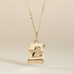 Pendentif Hanne Ange Parchemin Or Jaune