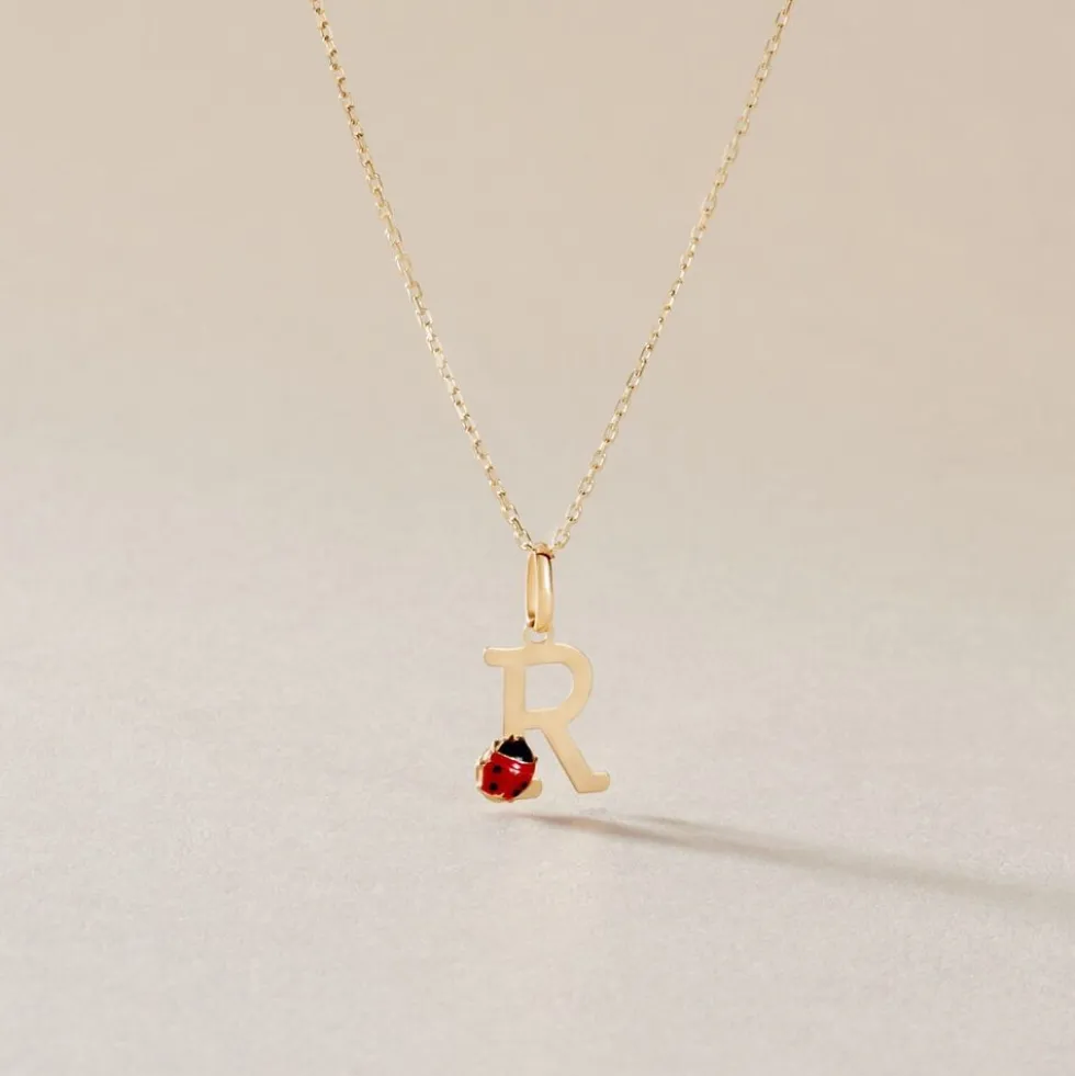 Pendentif Helidie Coccinelle Lettre Or Jaune