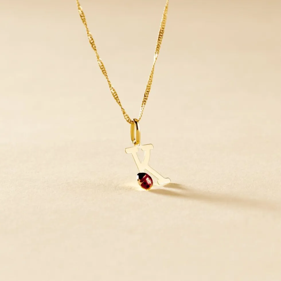 Pendentif Helidie Coccinelle Lettre Or Jaune
