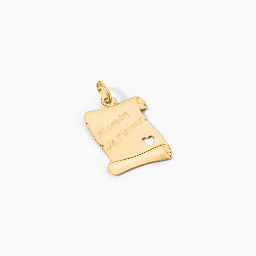 Pendentif Irenca Message Parchemin Or Jaune