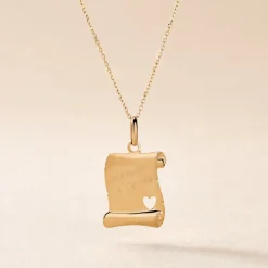 Pendentif Irenca Message Parchemin Or Jaune