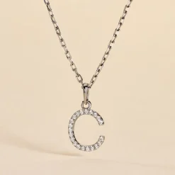 Pendentif Klementine Or Blanc Oxyde De Zirconium