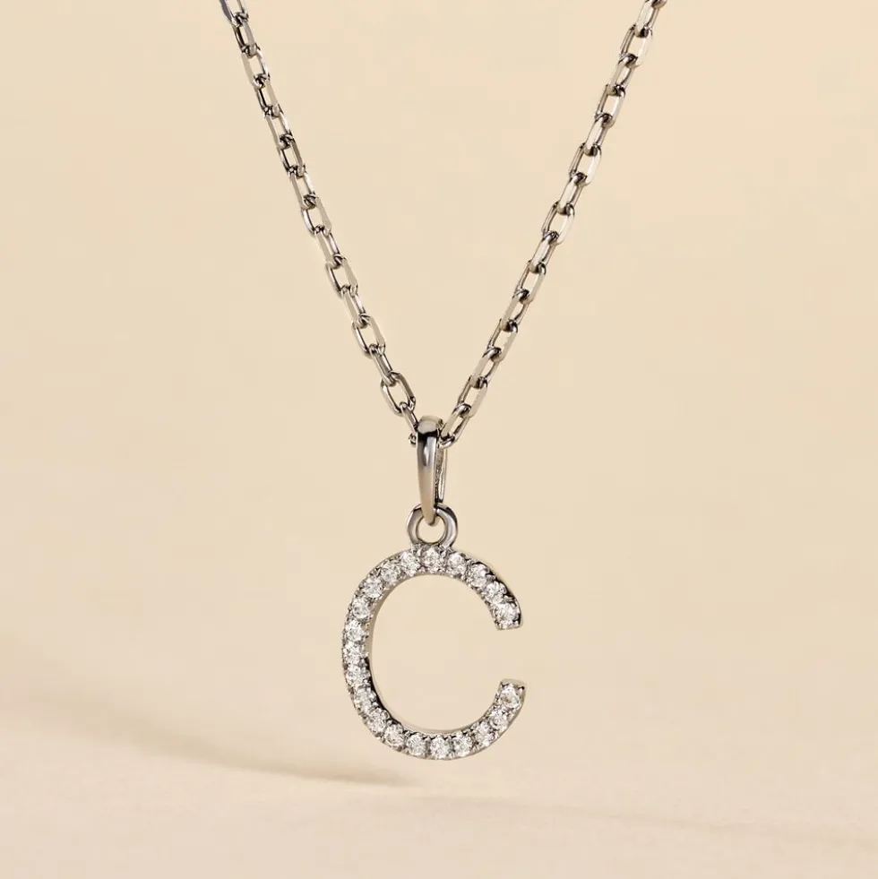 Pendentif Klementine Or Blanc Oxyde De Zirconium