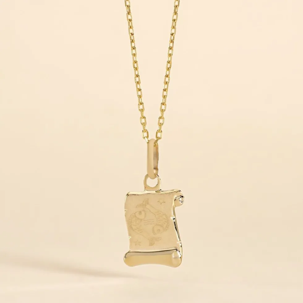 Pendentif Lamie Zodiaque Parchemin Or Jaune