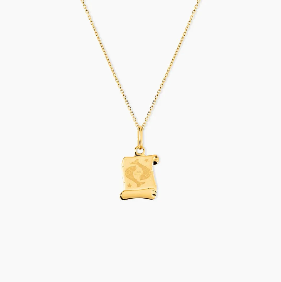 Pendentif Lamie Zodiaque Parchemin Or Jaune