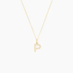 Pendentif Lettre P Or Jaune Oxyde