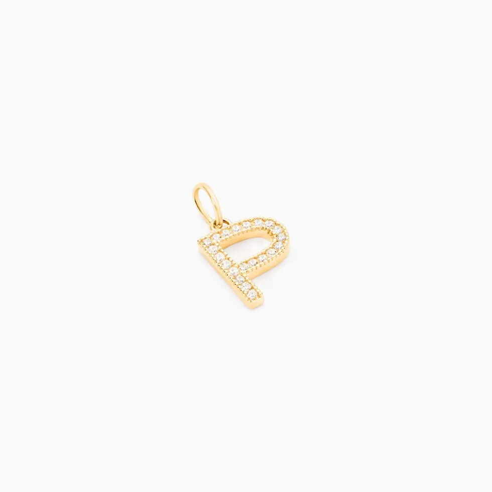 Pendentif Lettre P Or Jaune Oxyde