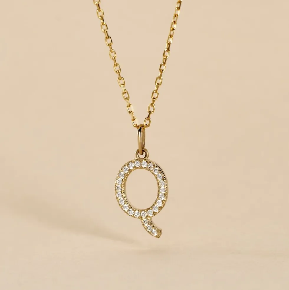 Pendentif Lettre Q Or Jaune Oxyde
