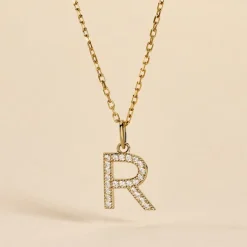 Pendentif Lettre R Or Jaune Oxyde