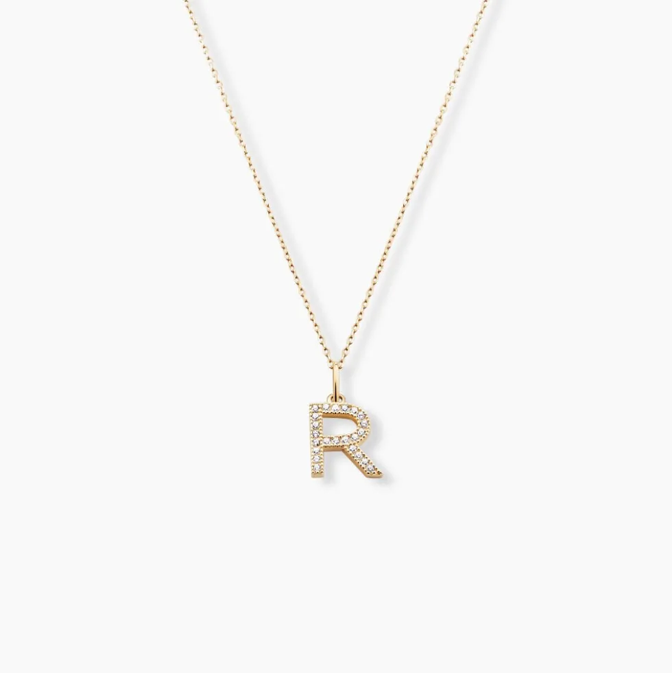 Pendentif Lettre R Or Jaune Oxyde