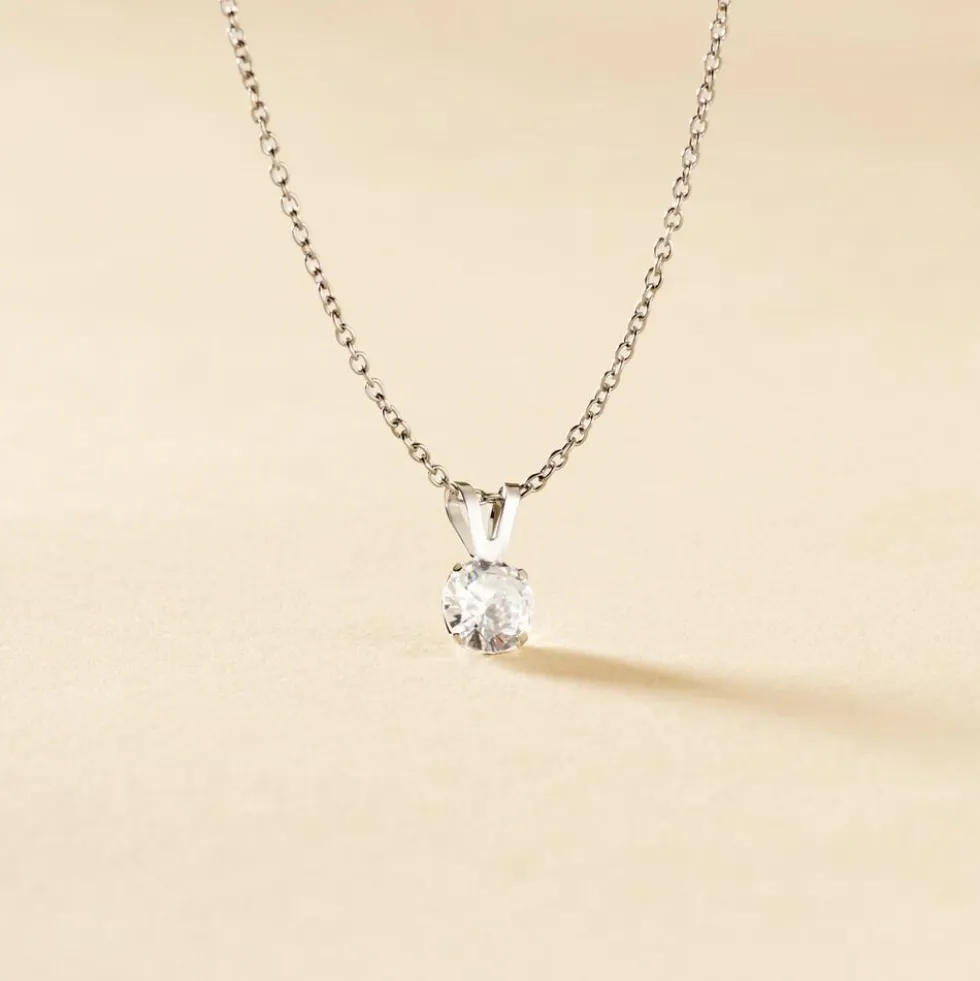 Pendentif Mabila Or Blanc Oxyde De Zirconium