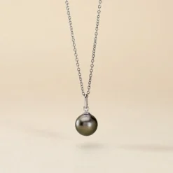 Pendentif Syana Or Blanc Perle De Culture De Tahiti