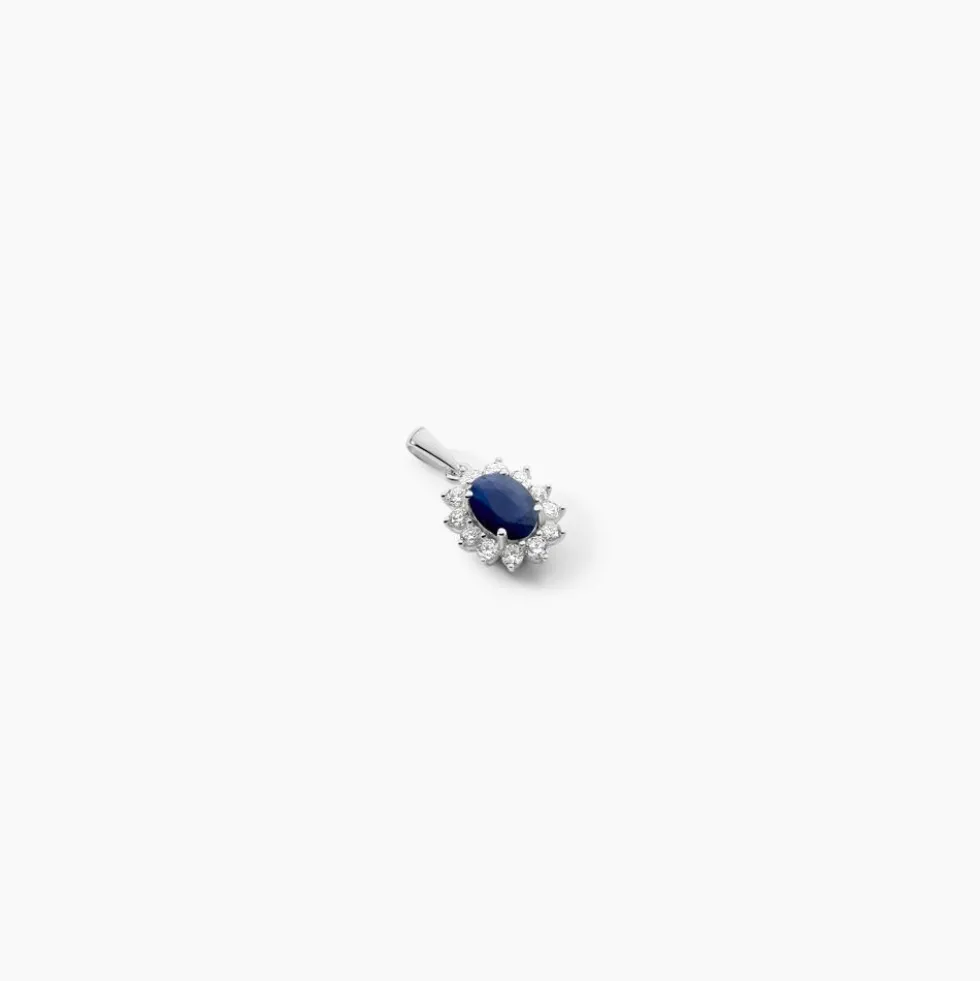 Pendentif Vladimir Or Blanc Saphir Diamants