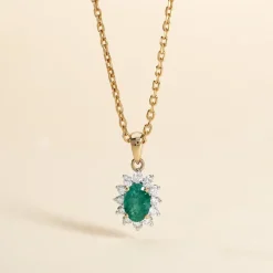 Pendentif Vladimir Or Jaune Emeraude Diamants