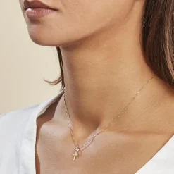 Pendentif Yola Croix Diamantee Or Jaune