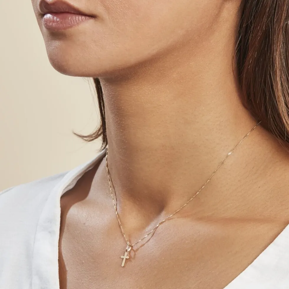 Pendentif Yola Croix Diamantee Or Jaune