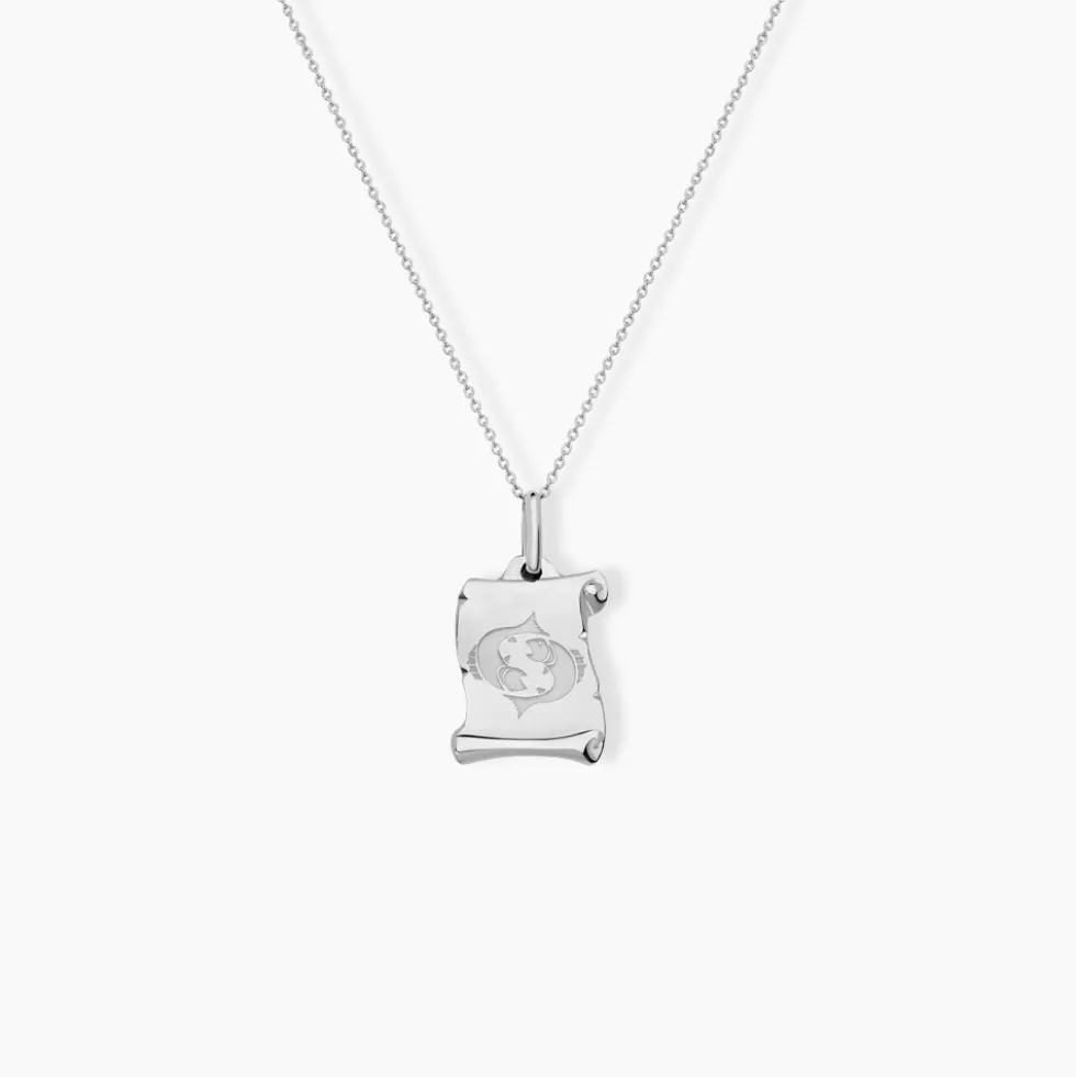 Pendentif Zodiaque Parchemin Argent Blanc