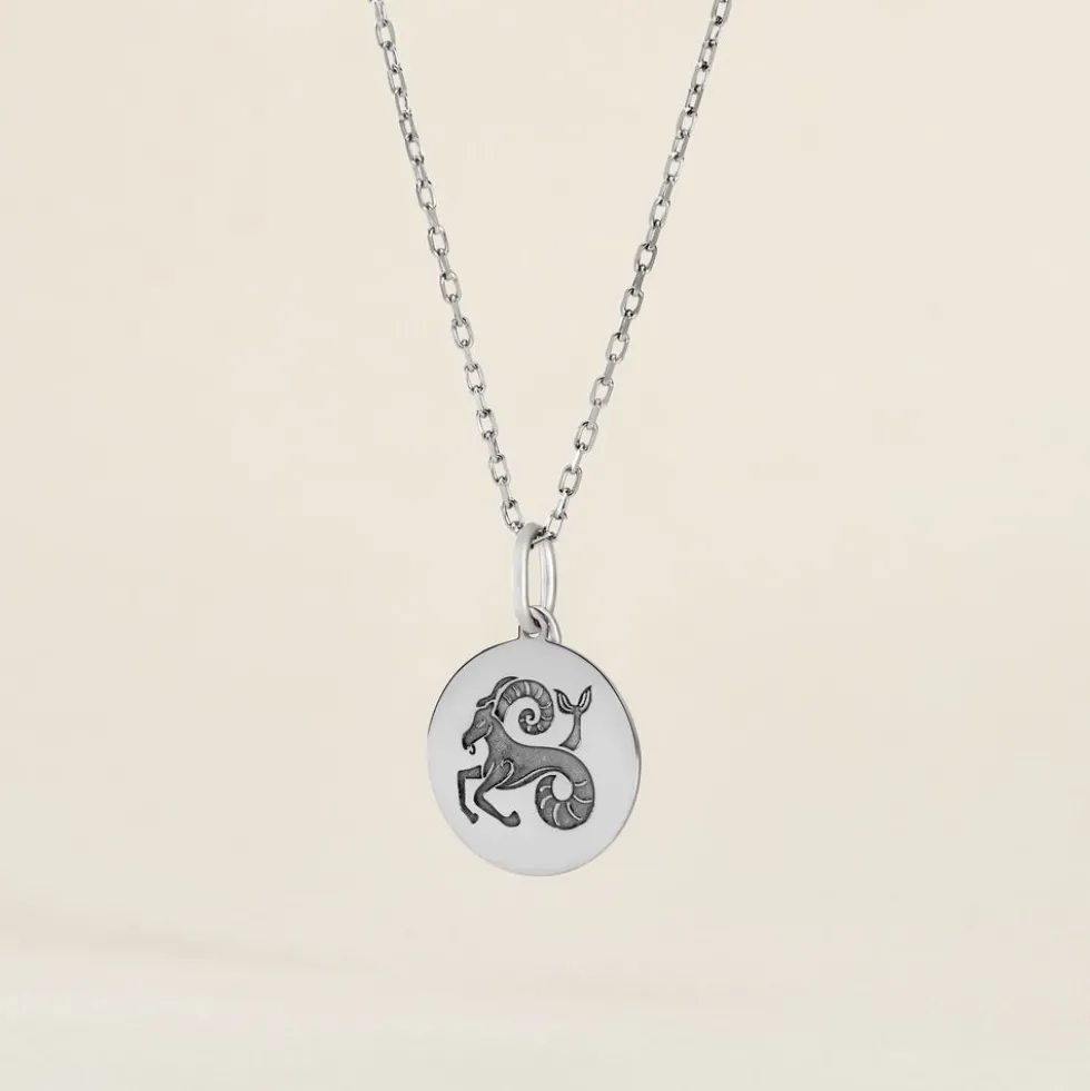 Pendentif Zodiaque Rond Argent Blanc