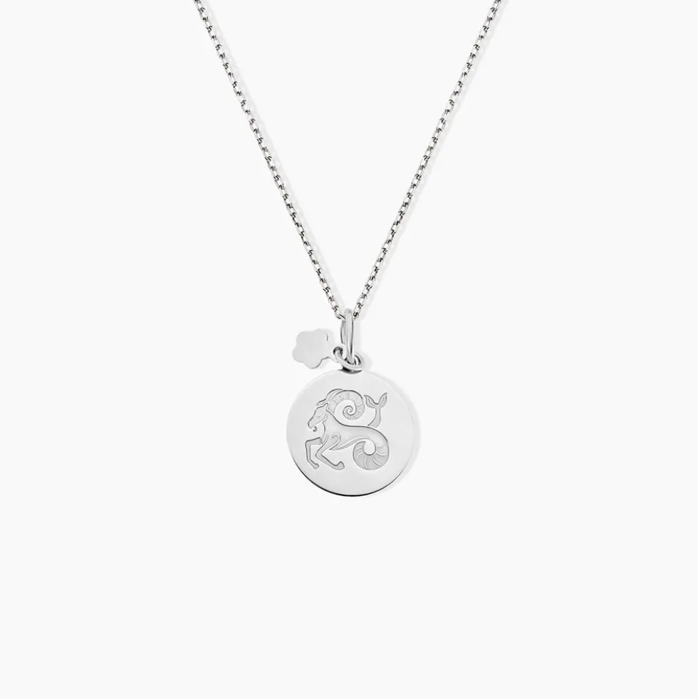 Pendentif Zodiaque Rond Argent Blanc
