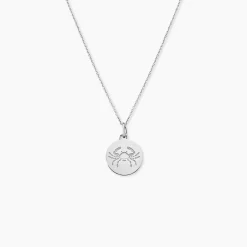 Pendentif Zodiaque Rond Argent Blanc