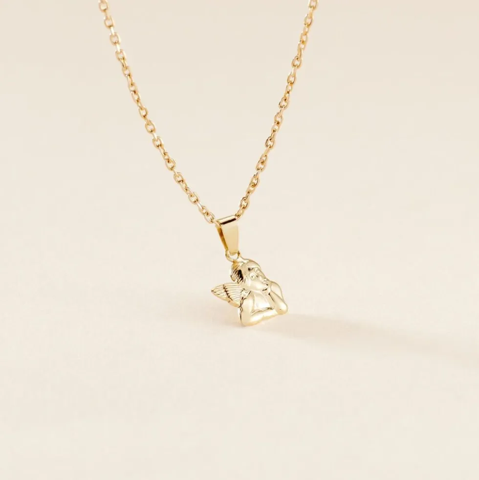 Pendentif Abelone Ange Penseur Or Jaune
