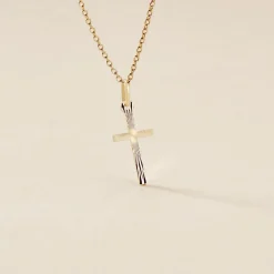 Pendentif Aidana Croix Striee Or Jaune