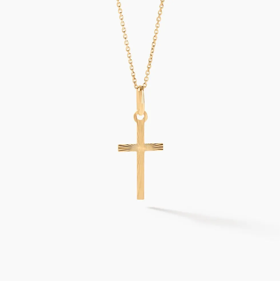 Pendentif Aidana Croix Striee Or Jaune