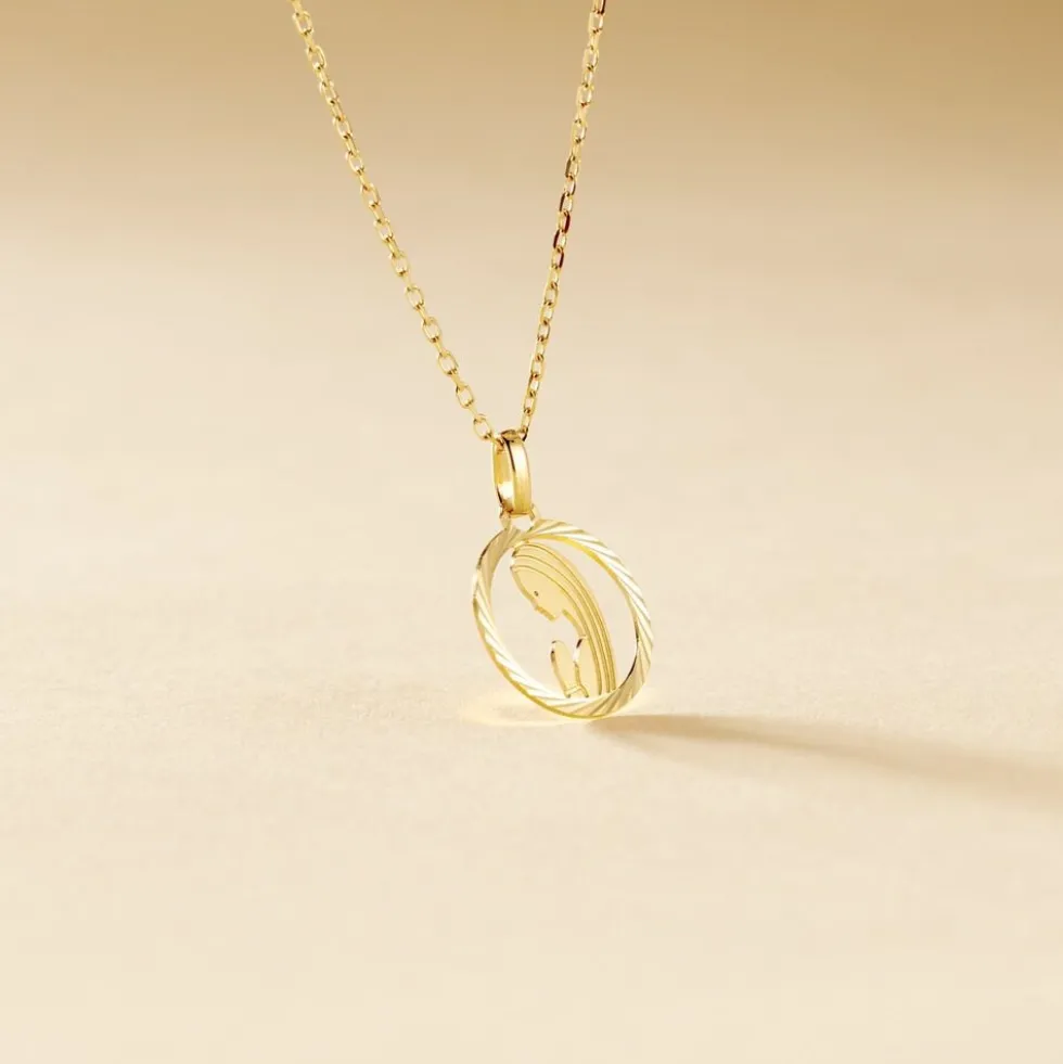 Pendentif Amaria Vierge Rond Diamante Or Jaune