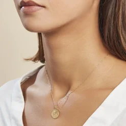 Pendentif Amber Vierge Rond Diamante Or Jaune